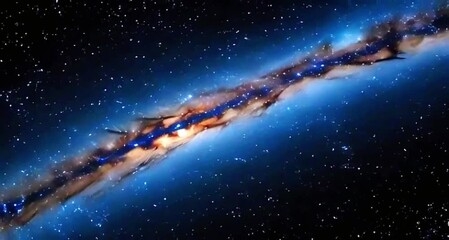 Wall Mural - Seamless loop galaxy exploration through outer space towards glowing milky way galaxy. 4K looping animation of flying through glowing nebulae, clouds and stars field. Magical sparkling stars beauty