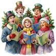 © Oatkhaphon - Watercolor holiday element, holiday carolers, singing joyfully, transparent background