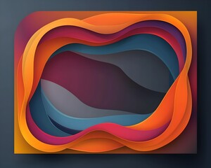 Poster - Vibrant Abstract Modern Frame with Layered Shapes and Gradients on Dark Grey Background