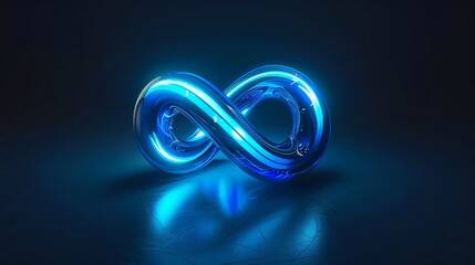 Poster - Neon infinity symbol loop sign glowing on dark background at night