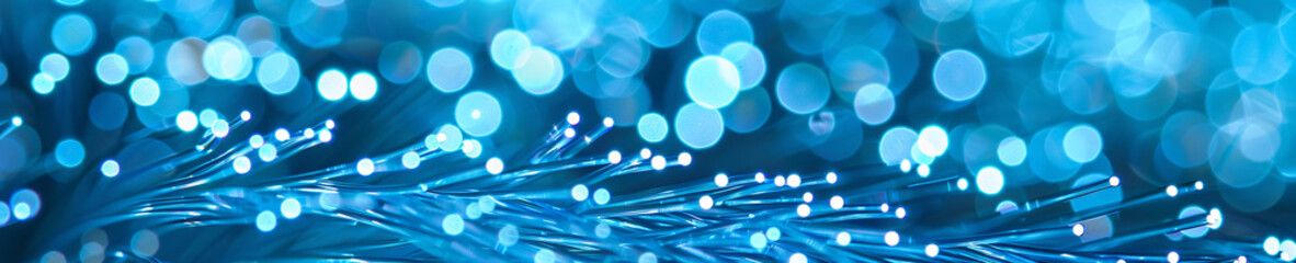 Canvas Print - Digital Blue Light Fibers Accelerating. Dynamic blue optical fibers emitting light, representing high-speed data transfer and connectivity. Optical fiber. Blue glowing fiber optic.