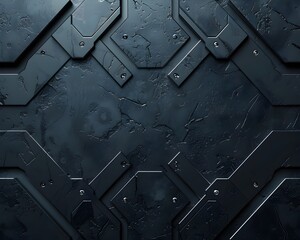 Poster - Sleek Modern Industrial Frame with Metallic Textures and Graphic Lines on Dark Background