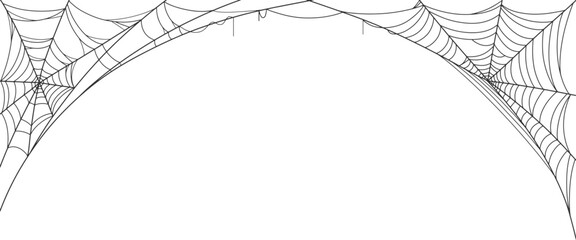 frame with spider web, spider web line art vector eps
