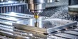 © BondGraphics - CNC Milling Machine Cutting Metal with Coolant, metalworking, cnc machining, industrial automation, manufacturing