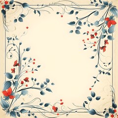 Sticker - Elegant Art Nouveau Frame with Flowing Floral Patterns on Soft Pastel Background