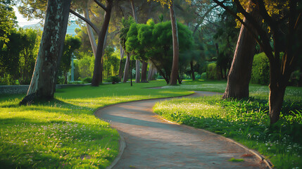 Wall Mural - A beautiful park with a walking path