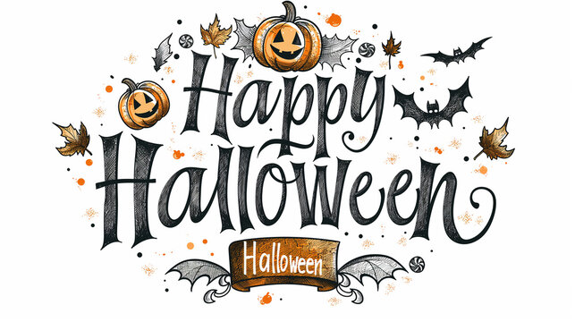 Spooky Halloween scene with pumpkins and ghosts in the background.