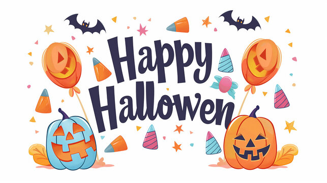 Vector illustration for Halloween with trick or treat victories and a joyous candy-filled celebration. Happy Halloween idea.