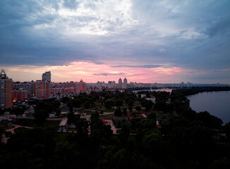 Sticker - View of Dnipro river and Kyiv city, Ukraine.