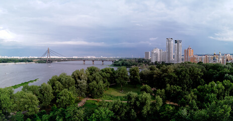 Sticker - View of Dnipro river and Kyiv city, Ukraine.