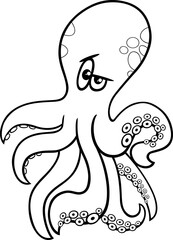 Sticker - cartoon octopus marine animal character coloring page