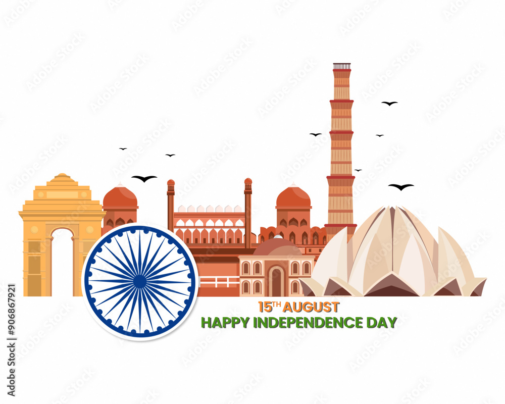 15 august happy independence day of india celebration with famous ...