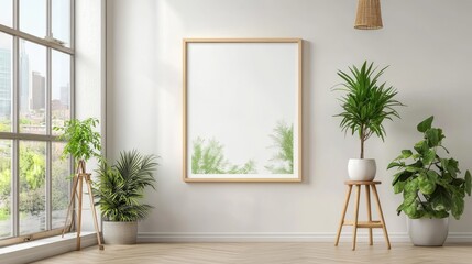 Wall Mural - A high-resolution of a Mockup Poster Frame, Scandinavian Style Interior Background