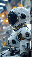 Poster - Advanced AI Driven Space Station with Robots and Astronauts Collaborating on Futuristic and Scientific Research