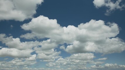 Wall Mural - beautiful cumulus clouds on a blue sky - time lapse video, slow movement of white clouds across the 