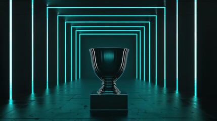 in an ultramodern sport prize presentation