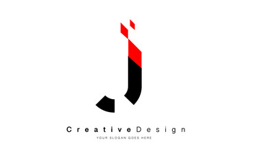 Wall Mural - minimalist letter j logo design with sleek modern look and black red color theme.