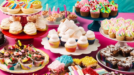 Wall Mural - Colorful Sweets and Treats Table