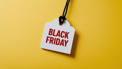 Poster - Sale tag with Black Friday inscription on yellow background.