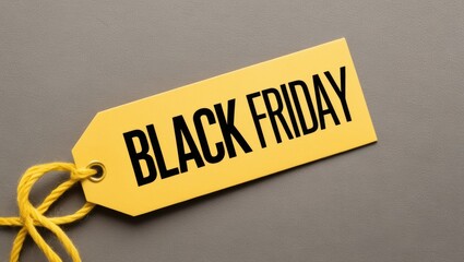 Poster - Sale tag with Black Friday inscription on yellow background.