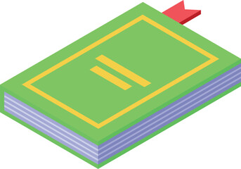 Poster - Green book with bookmark isometric illustration showing a concept of reading