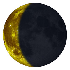 Wall Mural - new moon and waning crescent. yellow or gold color (moon phase) - 