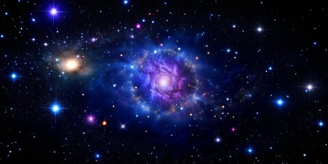 dark and blue nebula sparks purple star universe in outer space horizontal galaxy on space