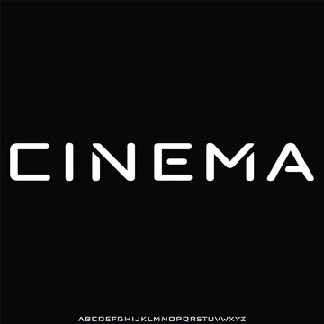 cinema, a glicth  text vector alphabet font typeset