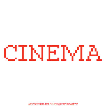 cinema, a glicth  text vector alphabet font typeset