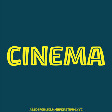 cinema, a glicth  text vector alphabet font typeset