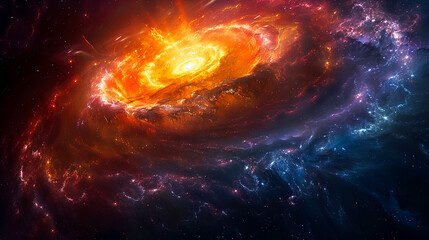 Wall Mural - spiral galaxy with colorful nebulae and distant stars, space background