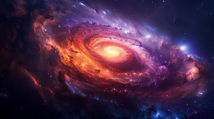 Wall Mural - spiral galaxy with colorful nebulae and distant stars, space background