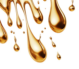 Wall Mural - Abstract golden liquid droplets flowing downward