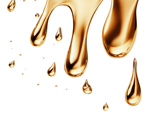 Wall Mural - Abstract golden liquid droplets flowing downward