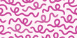 © Purrga - Pink paint brush strokes vector seamless pattern. Hand drawn thick bold curvy geometric lines, strokes