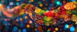 © Sweettymojidesign - A digital intestine illuminated by supernatural fruits and vegetables, symbolizing the advanced nourishment for optimal digestive health, high tech, with copy space