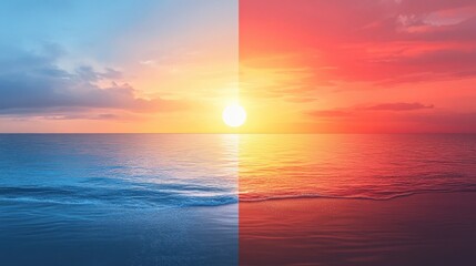 Minimalist depiction of sunrise and sunset, highlighting the beauty of natural light transitions.