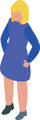 Poster - Young woman standing in waiting pose, isometric female character illustration