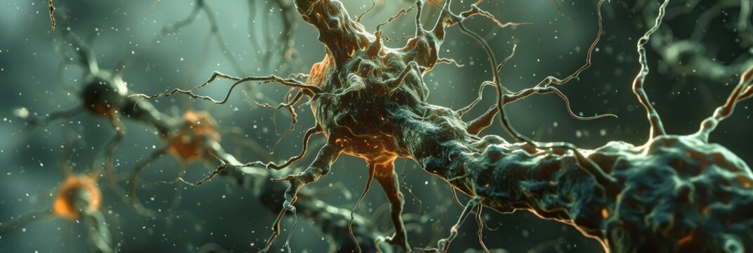 Organic Nerve Cells 3D Rendering