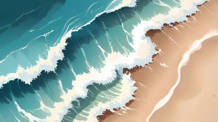 Poster - background of wave in beach from above view