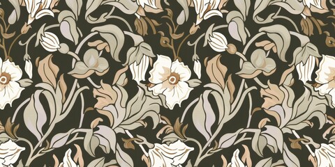 Sticker - Elegant Floral Pattern on Dark Background