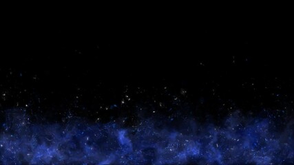 Wall Mural - Blue Fire Flow, Ember Sparkles and Particles Rise up Transparent Loop Background