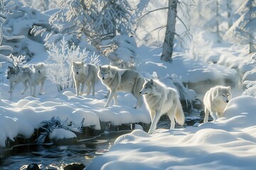 Canvas Print - wolf in winter