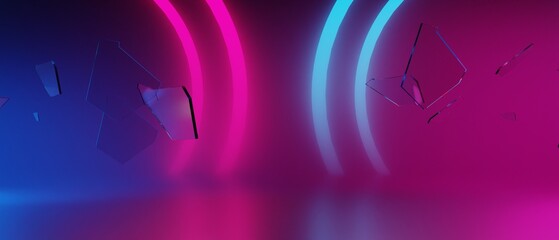 Wall Mural - 3d illustration rendering of gamer technology futuristic cyberpunk sci-fi display podium, gaming sci
