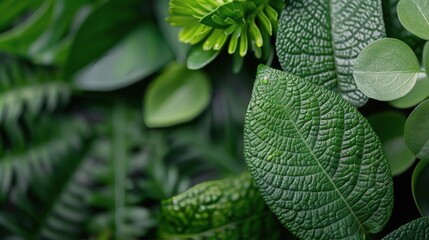 Poster - Close-Up Of Green Plant Leaves With Fine Textures In Natural Light