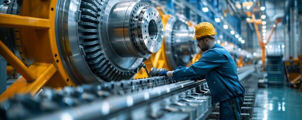Poster - Engineer working on an industrial machine in a high-tech manufacturing facility