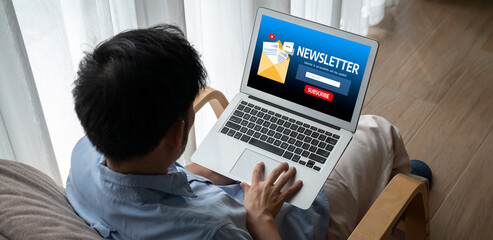 Poster - newsletter signup page on computer for customer to subscribe snugly newsletter update information to
