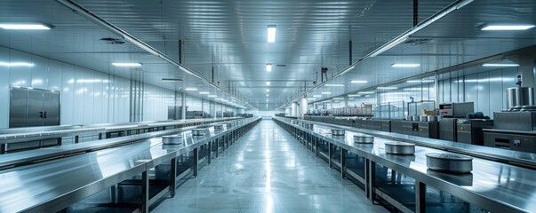 Poster - Modern high-tech food production factory with stainless steel equipment