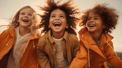 Joyful Kids in Autumn