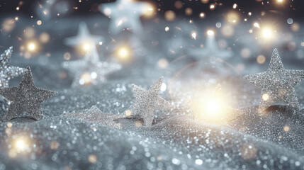 Poster - Abstract shiny background with blue glitter. Scattered confetti sparkles with light blue pastel color